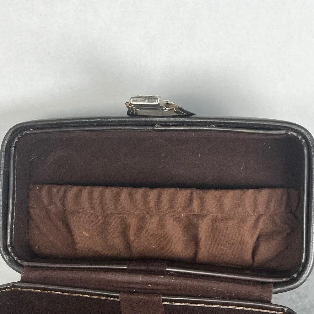 VTG Brown Faux Leather Hard Shell Camera Bag w/ Removable Insert Latch‎ Closure